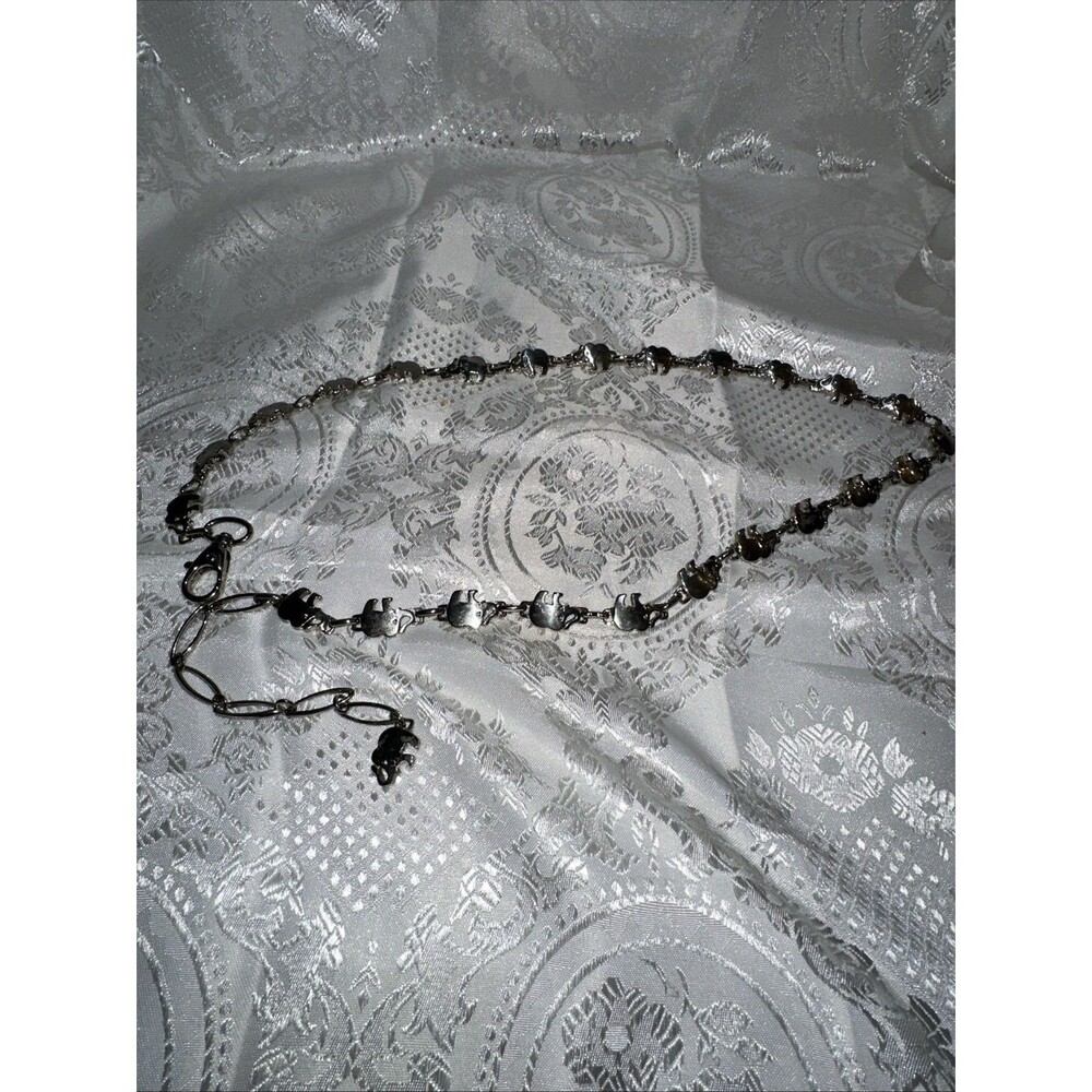 Vintage Silver Tone Elephant Family Hip Boho Chain Belt 36